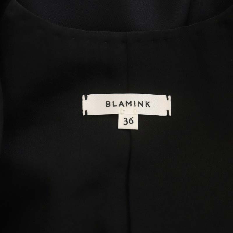 ブラミンク BLAMINK SUPER100 ウール Vネックロングワンピース フレンチスリーブ 36 黒 ブラック /NR ■OS レディース_画像3