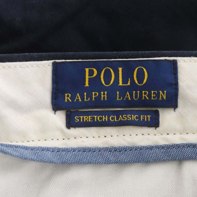 ポロ ラルフローレン POLO RALPH LAUREN カレッジ ポロベア刺繍ハーフパンツ ショートパンツ ジッパーフライ コットン混 34 紺_画像3