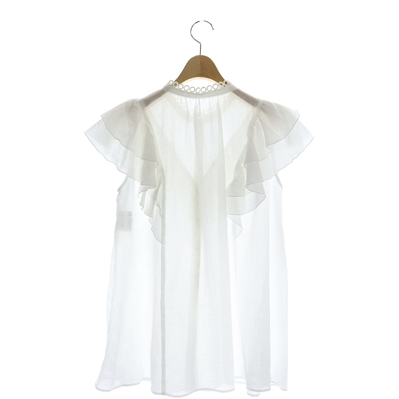  Anayi ANAYI 22AW a little over . Boyle double la full blouse short sleeves 38 white white /MI #OS lady's 