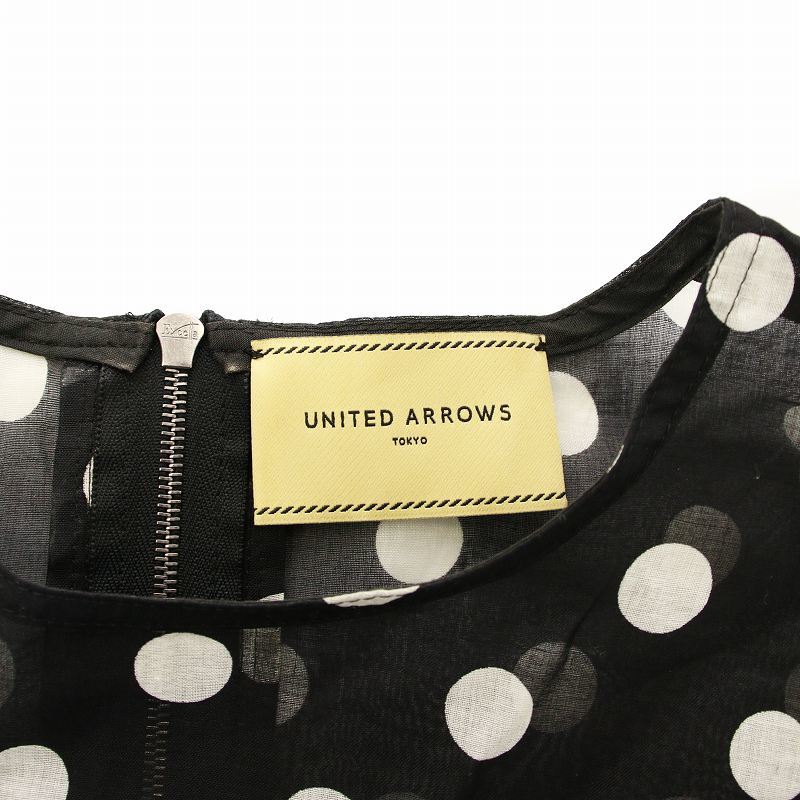 ユナイテッドアローズ UNITED ARROWS ブラウス カットソー 長袖 バックジップ シアー シースルー ドット 36 S 黒_画像4