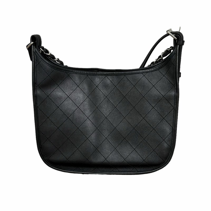 シャネル CHANEL ショルダーバッグ チェーン 2way ロゴ カーフレザー 黒 ブラック 57642 レディース_画像2