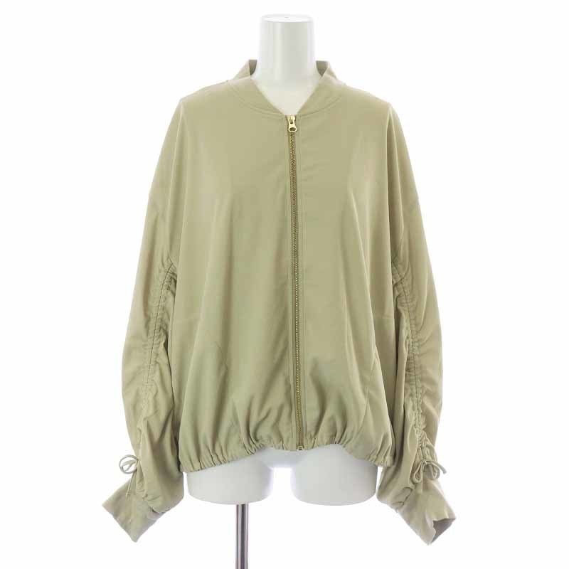  Rope ROPE 22SS tricot gya The - sleeve blouson jacket Zip up 38 M beige /AT19 lady's 