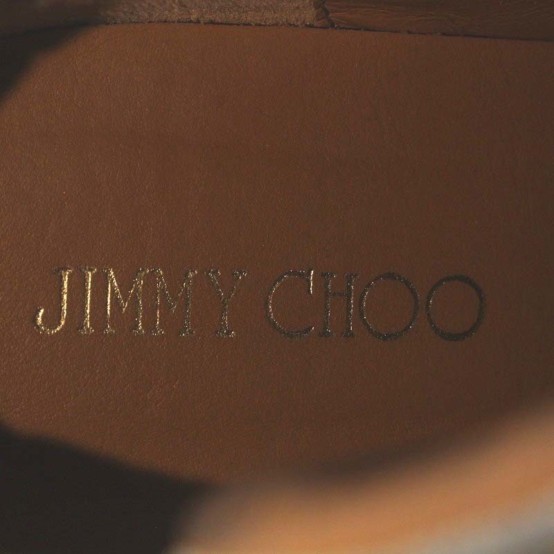 ジミーチュウ JIMMY CHOO PANAMA スニーカー ウエッジソール インヒール レースアップ スエード パテントレザー 36 23cm ベージュ_画像5
