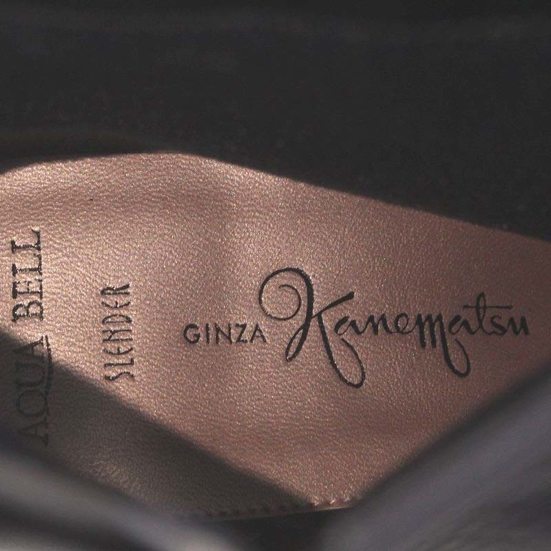 銀座かねまつ GINZA Kanematsu ブーツ ショート ハイヒール スクエアトゥ サイドベルト レザー 23.5cm 黒 ブラック /YO7 レディース_画像5