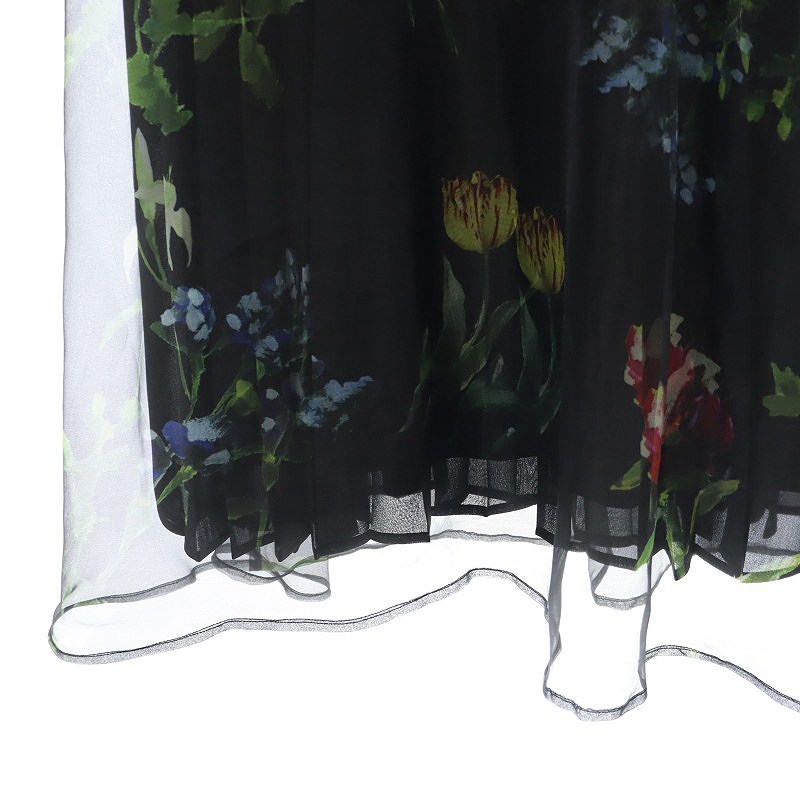アメリヴィンテージ 23SS SOFIA ORGANZA LAYERED SKIRT スカート フレア プリーツ ロング オーガンジー 花柄 S ブラック マルチカラー_画像5