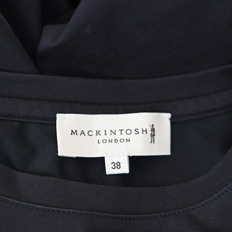 マッキントッシュ ロンドン MACKINTOSH LONDON The Essential Collection プレーティング天竺ワンピース 膝丈 五分袖 38 紺 ネイビー /HK_画像3