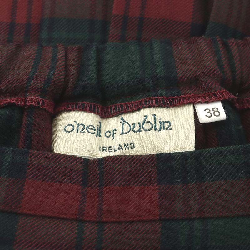 オニール オブ ダブリン O'NEIL OF DUBLIN ラップスカート プリーツスカート ひざ丈 チェック柄 38 M 赤 レッド 緑_画像4