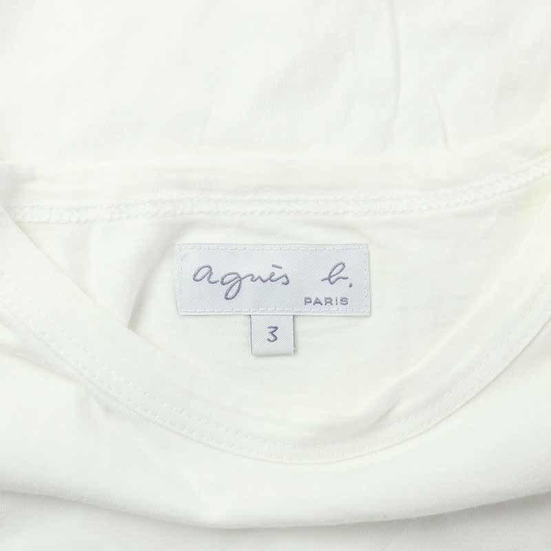 アニエスベー agnes b. Tシャツ カットソー 半袖 ロゴプリント 3 L 白 ホワイト /AT11 レディース_画像4