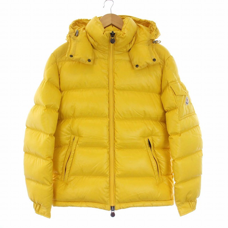 モンクレール MONCLER 22AW MAYA GIUBBOTTO ダウンジャケット アウター ジップアップ フード ワッペン 1 S 黄色 イエロー_画像1