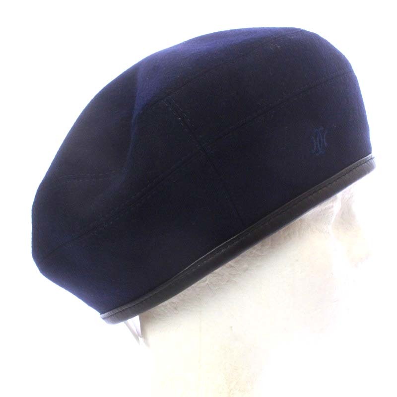 未使用品 エルメス HERMES 202016N Saint-Honore beret ベレー帽 帽子 カシミヤ 58 紺 ネイビー /YO22 ■OH レディース