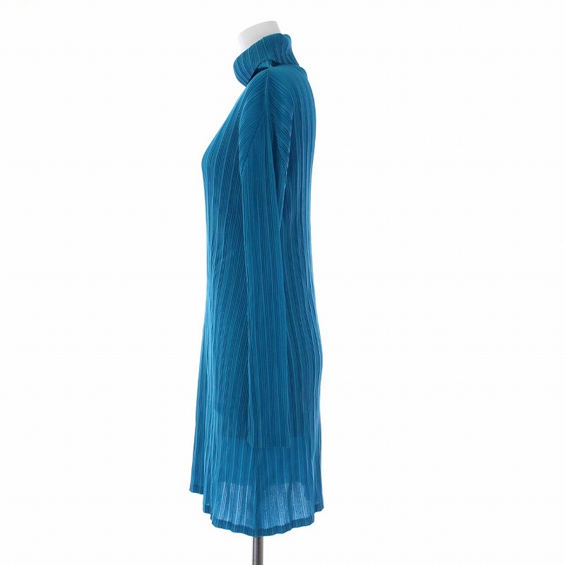  pleat pulley zPLEATS PLEASE Issey Miyake pleat high‐necked One-piece tunic long sleeve 3 L blue blue PP63-FT354