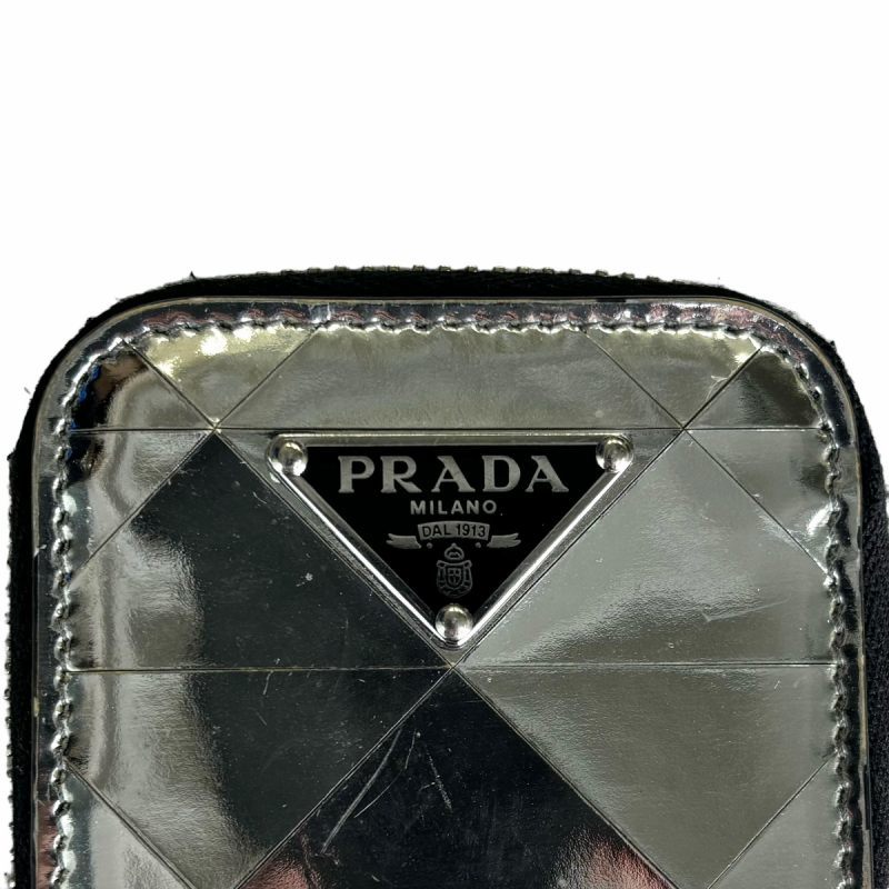 プラダ PRADA ブラッシュドレザーポーチ ショルダーバッグ トライアングルロゴ シルバー 2TL441 メンズ_画像3