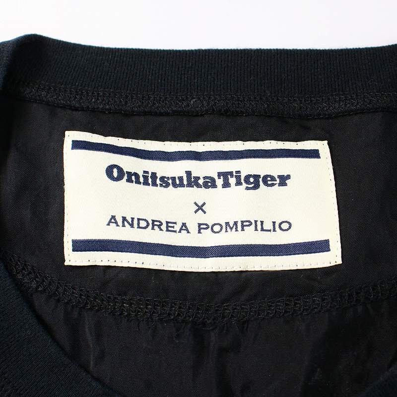 Onitsuka Tiger × andrea pompilio チュニック ワンピース ミニ 長袖 レース 切替 38 M 黒 ブラック /KU レディース_画像4