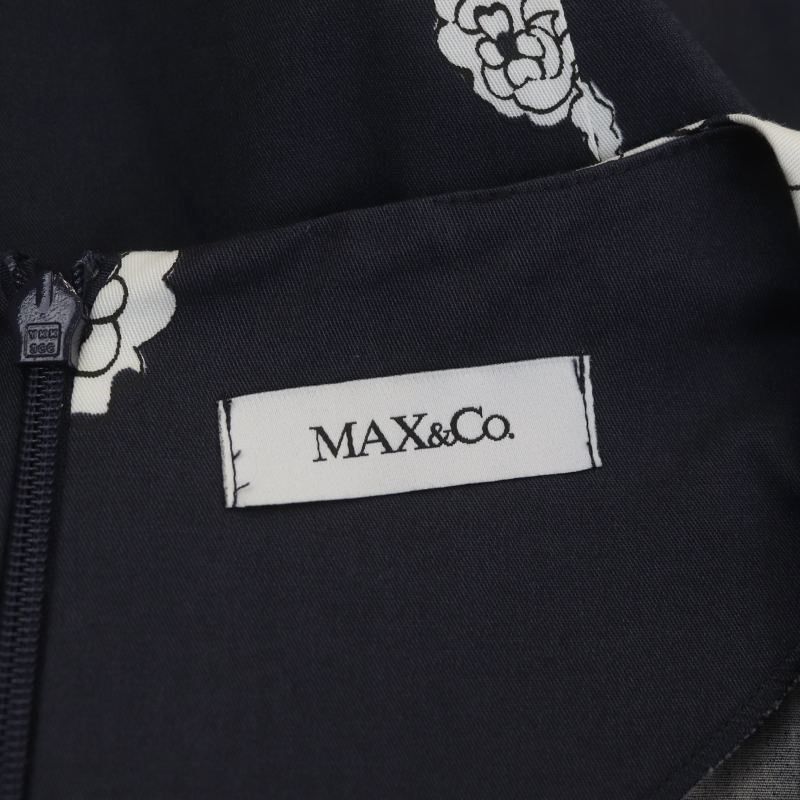 マックス&コー MAX&CO. ワンピース ひざ丈 半袖 花柄 40 紺 ネイビー /MF ■OS レディース_画像3