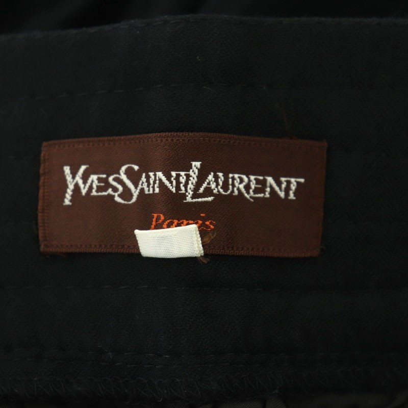 イヴサンローラン YVES SAINT LAURENT ギャザースカート ロング フレア M 黒 ブラック /NR ■OS レディース_画像3