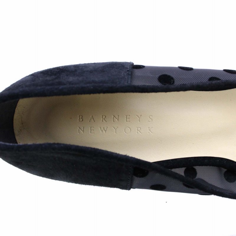 バーニーズニューヨーク BARNEYS NEW YORK パンプス チュール スエード スクエアトゥ チャンキーヒール ドット 37 23.5cm 黒 ブラック /XZ_画像7