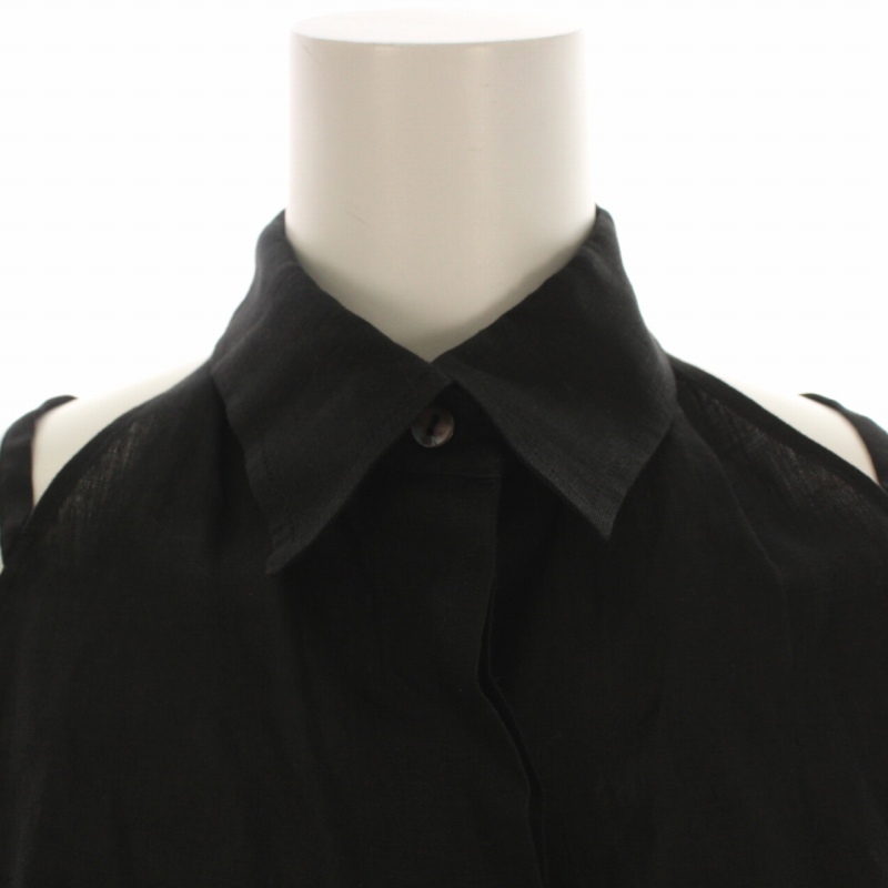 マックスマーラ MAX MARA シャツ ブラウス ホルターネック 袖なし 無地 麻 リネン 38 M 黒 ブラック /BB レディースの画像7