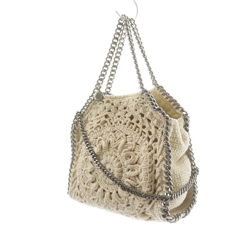 ステラマッカートニー Falabella Mini Tote Flower Croche ハンドバッグ ショルダーバッグ 2WAY かぎ針編み 花柄 371223 W8787_画像3