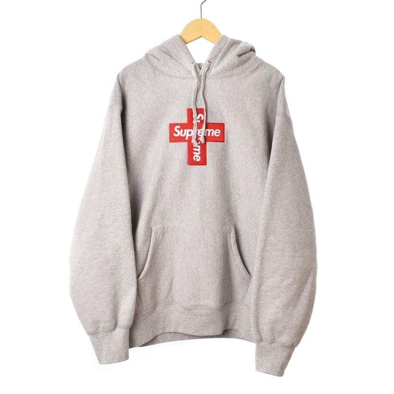 シュプリーム SUPREME 20AW Cross Box Logo Hooded Sweatshirt クロスボックスロゴ パーカー フーディー プルオーバー M グレー メンズ_画像1