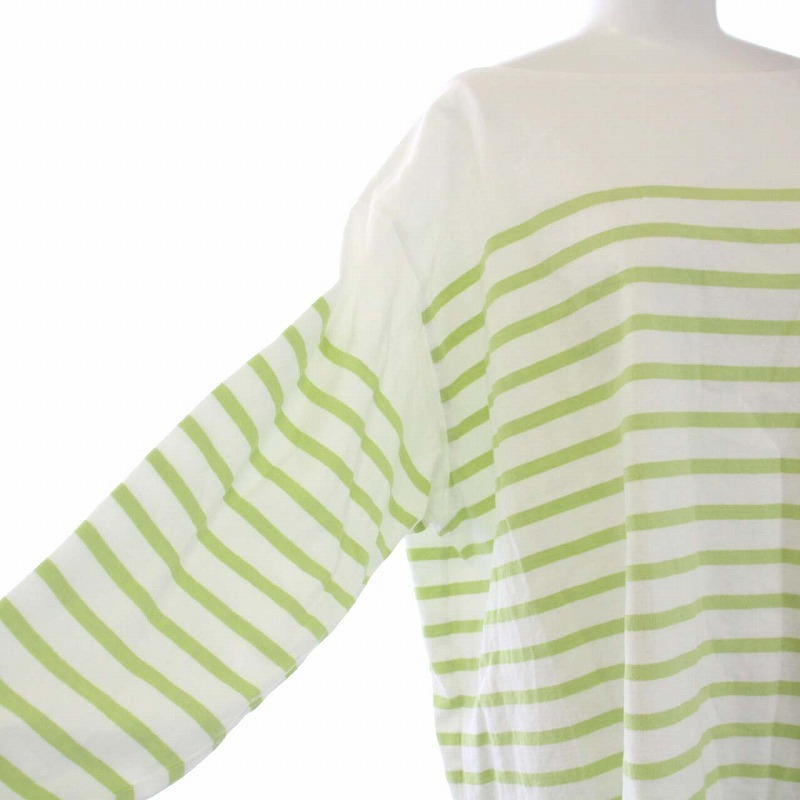  Le Minor Leminor bus k shirt cut and sewn 7 minute sleeve border 2 M white white yellow green green /TK lady's 