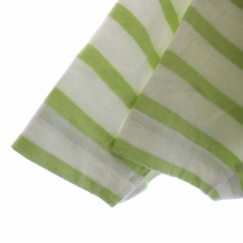  Le Minor Leminor bus k shirt cut and sewn 7 minute sleeve border 2 M white white yellow green green /TK lady's 