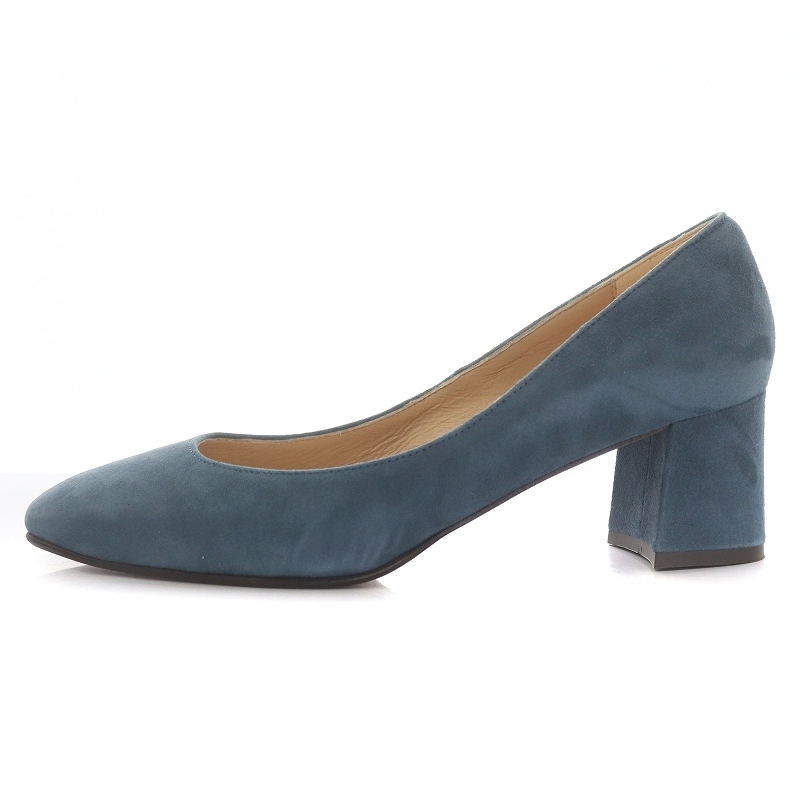 spiti fur roSPITIFARO pumps suede leather square tu tea n key heel 23.5cm blue blue /WM lady's 