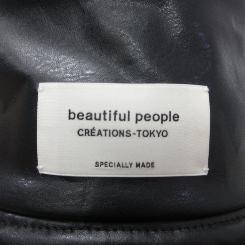 ビューティフルピープル beautiful people STUDIOUS別注 バケットハット 帽子 フェイクレザー リバーシブルオーガンジー 黒 ブラック F_画像8