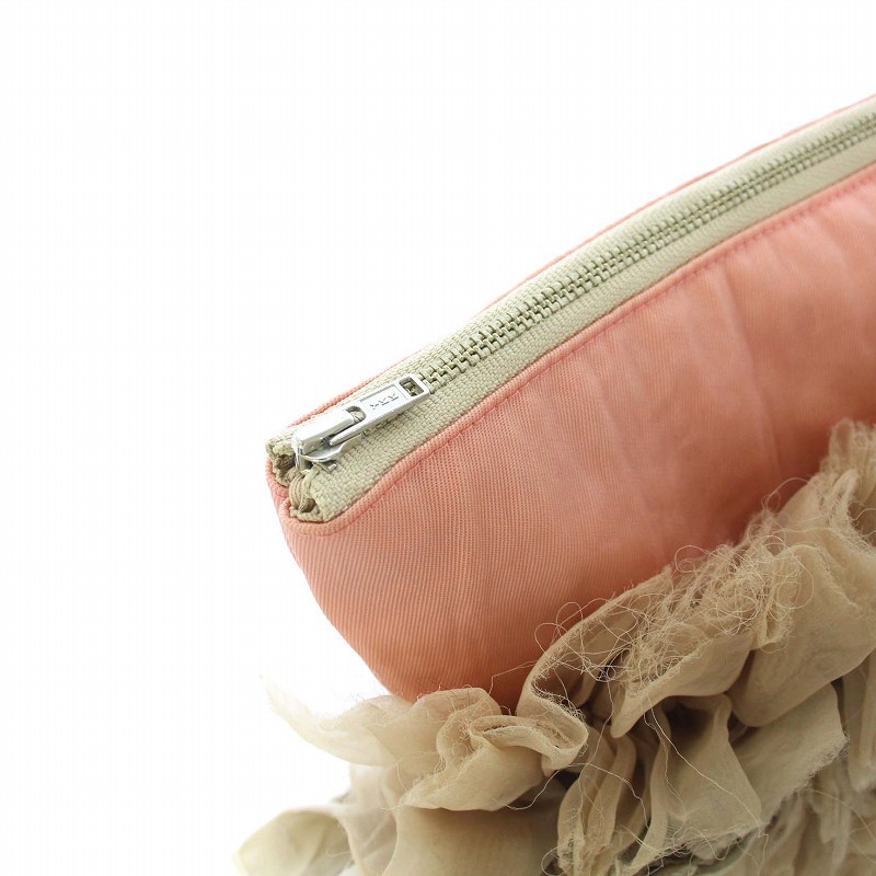 la draw LUDLOW clutch bag party bag frill pink beige /TK lady's 