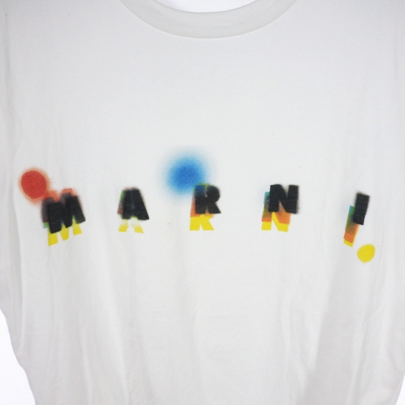  Marni MARNI Logo print T-shirt crew neck 46 white white HUMU0170P0 men's 
