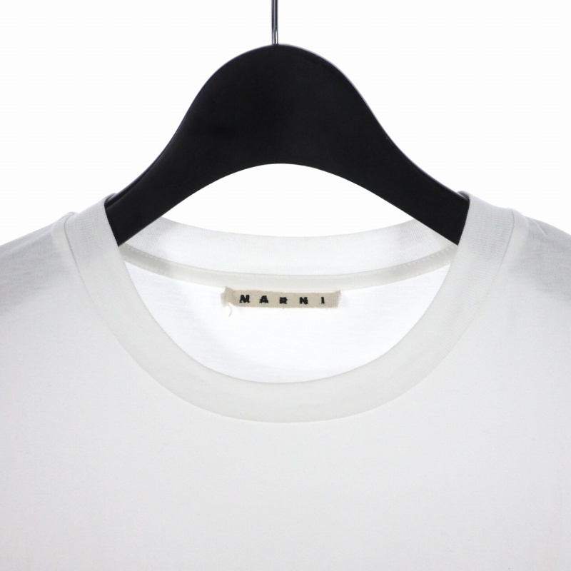  Marni MARNI Logo print T-shirt crew neck 46 white white HUMU0170P0 men's 