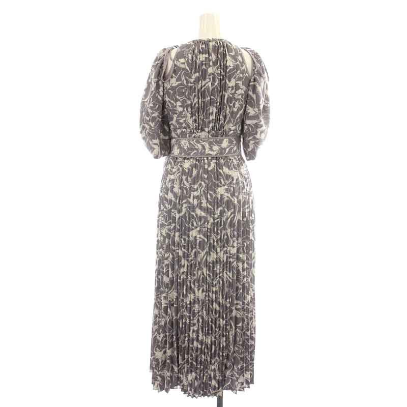  Snidel 2way sleeve print dress One-piece long maxi flair total pattern . minute sleeve belt pleat 0 S lavender white white 