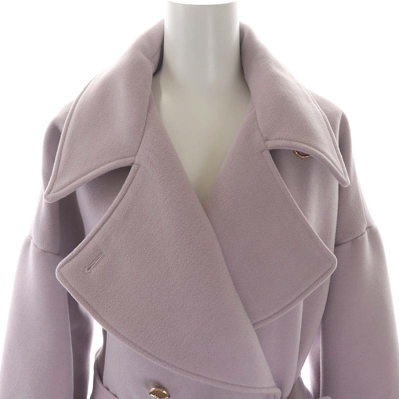  Dazzlin 22AW assortment over coat outer long da blue metallic ru button ribbon belt attaching F lavender Pink Lady -s
