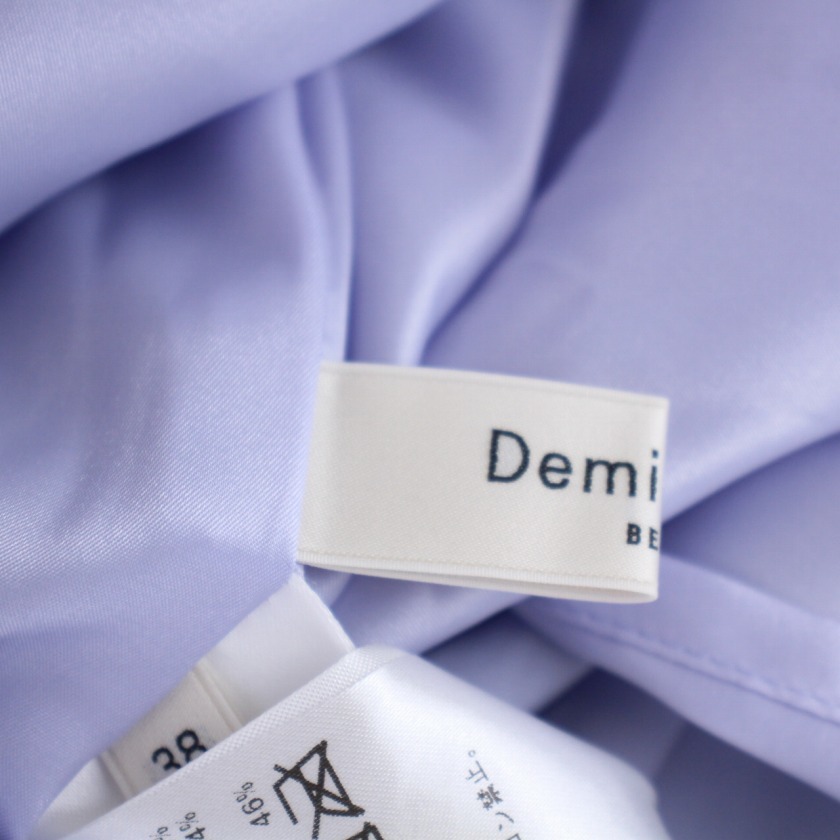 未使用品 デミルクス ビームス Demi-Luxe BEAMS ロイヤルサテン プリーツスカート ロング 38 M 青 ブルー レディースの画像3