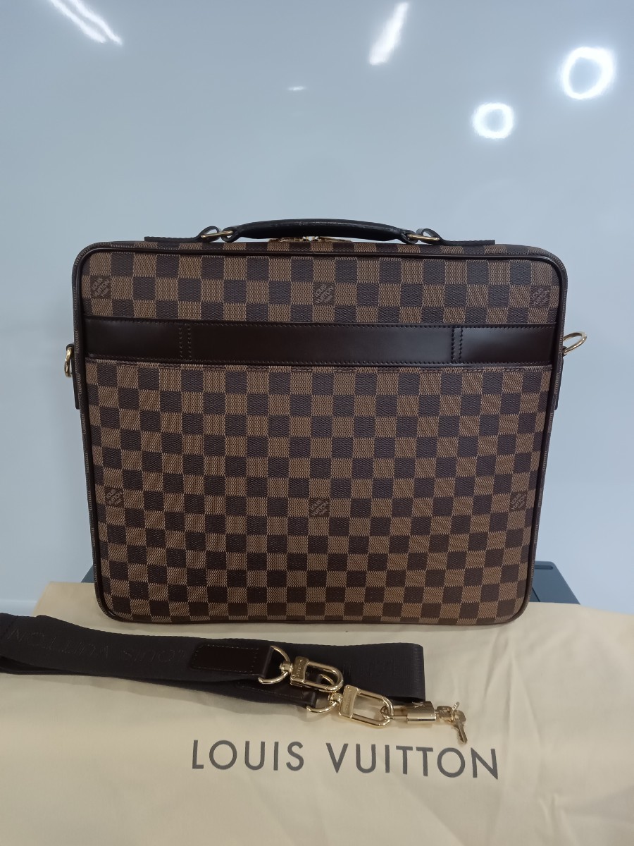 極美品【Louis Vuitton】ルイ・ヴィトン　オルディナトゥールサバナ　ダミエ　エベヌ　ブラウン系　メンズ　ブリーフケース　　PC　バッグ_画像2