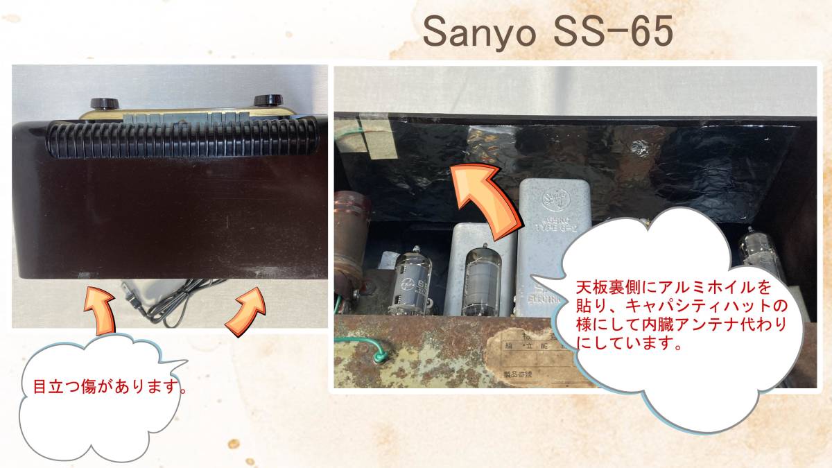 ＳＡＮＹＯ　真空管ラジオ　ＳＳ－６５　５球スーパー　サンヨー（三洋）　『整備品』_画像9