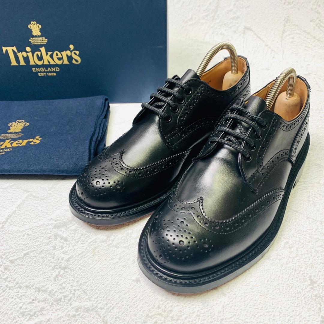 【極美品】トリッカーズ バートン 5633 ウィング 外羽根 黒 3 1/2 Tricker's 22cm_画像1