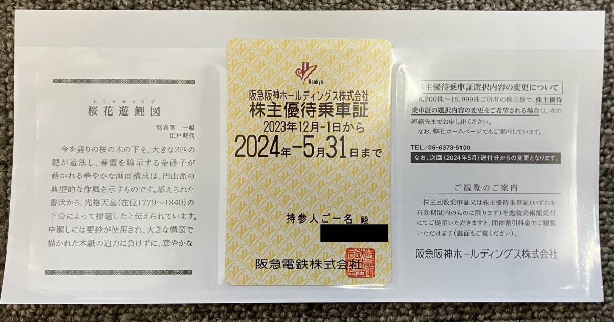 ①阪急電鉄/阪急電車全線フリーパス定期/株主優待乗車証/１枚/簡易書留料込み！_画像1