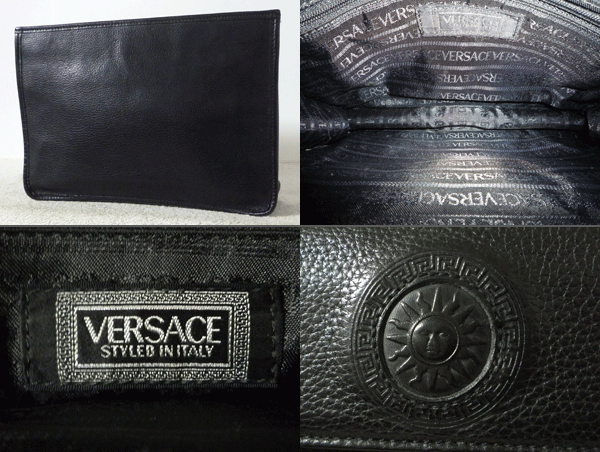 良品　ヴェルサーチ　VERSACE　サンバースト　レザー　ブラック　黒　セカンドバッグ　メンズ_画像2