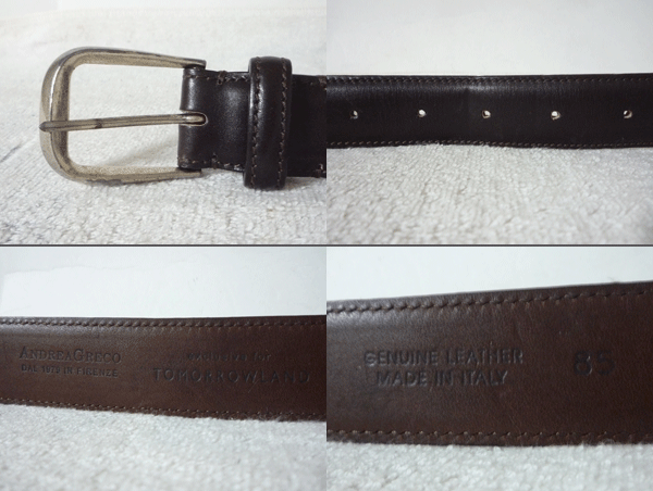  Tomorrowland TOMORROWLAND special order Andre Greco ANDREAGRECO leather dark brown belt 
