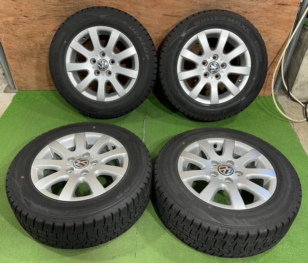 【フォルクスワーゲン ゴルフ 純正】195/65R15 DUNLOP WINTER MAXX【2019年】15X6.5J ET50 5H/112 4本セット！_画像1