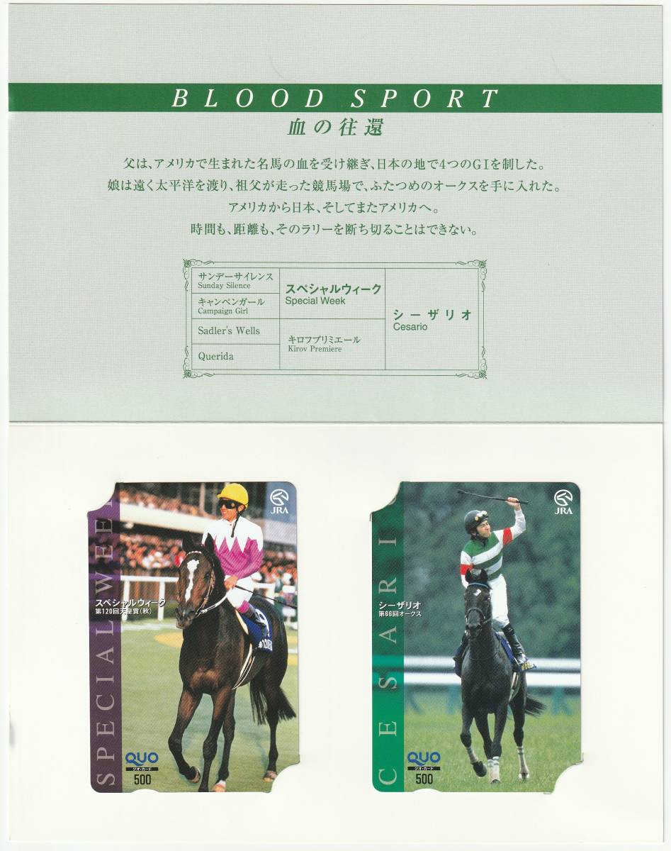 東京競馬場購入 QUOカード スペシャルウィーク＆シーザリオ_画像1