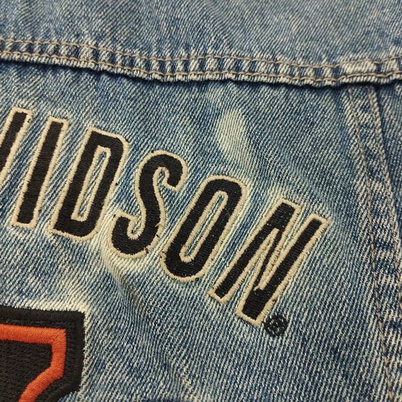 P322b [人気] Harley-davidson ハーレーダビッドソン デニムベスト L インディゴ ロゴ 刺繍 99041-08VM ジャケット | アウター G_画像9