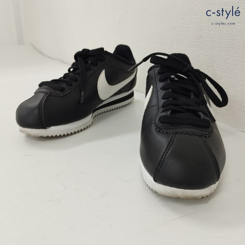 A176a [人気] NIKE ナイキ WMNS CLASSIC CORTEZ LEATHER スニーカー 22.5cm ブラック 807471-010 レディース | シューズ G_画像1