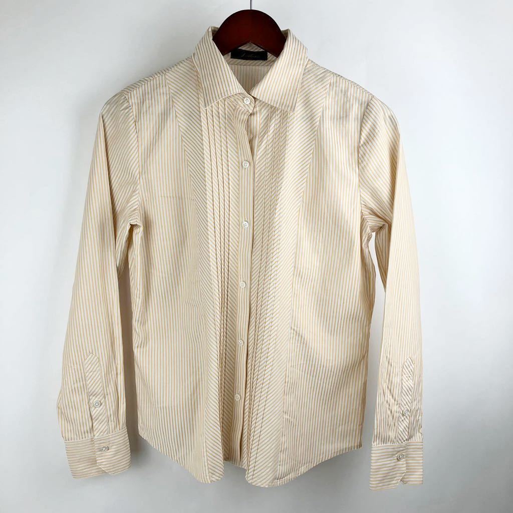 美品 大きいサイズ Leilian レリアン 長袖 シャツ レディース 11 L 黄
