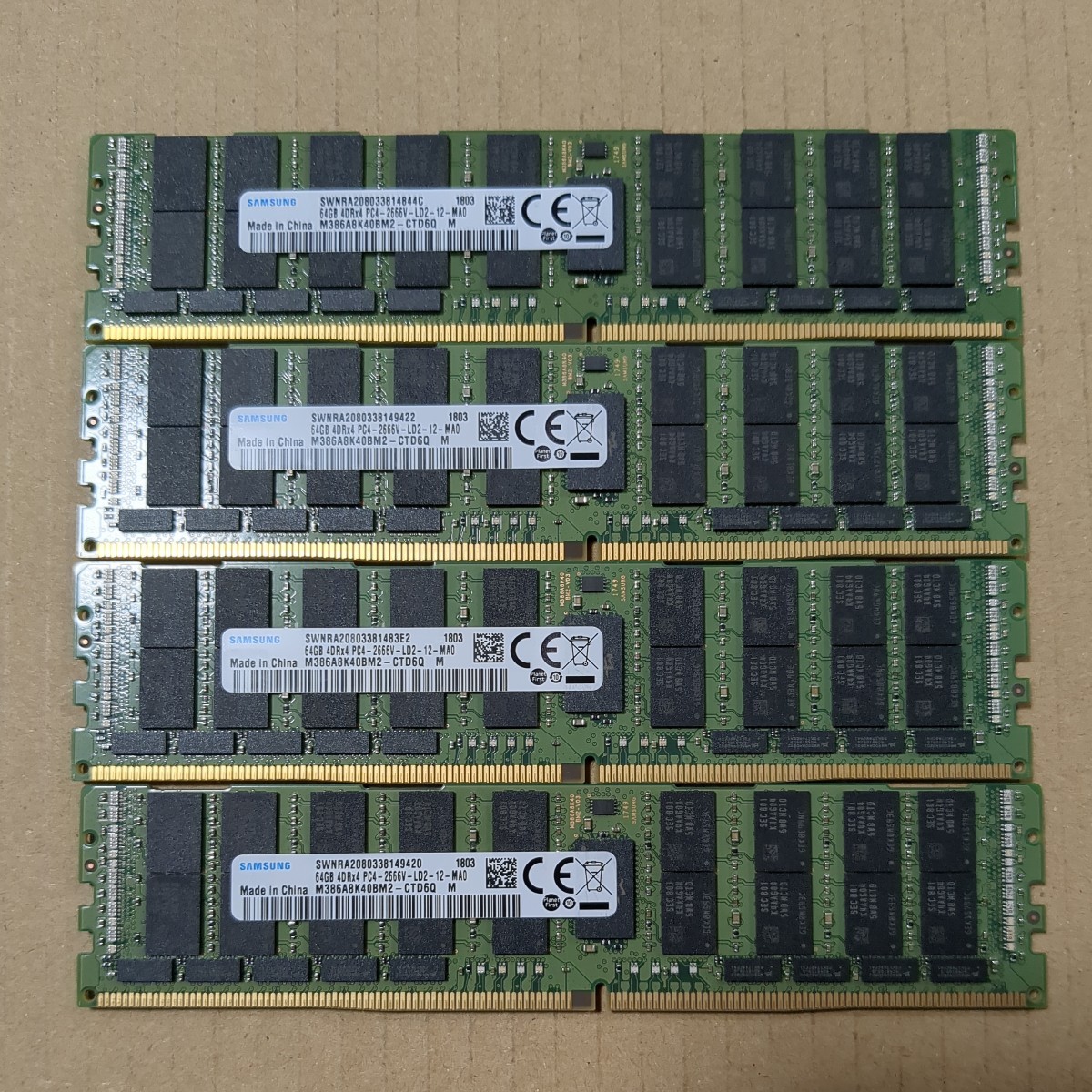 SAMSUNG メモリ M386A8K40BM2-CTD6Q 4枚セット PC4-21300 DDR4-2666V-L