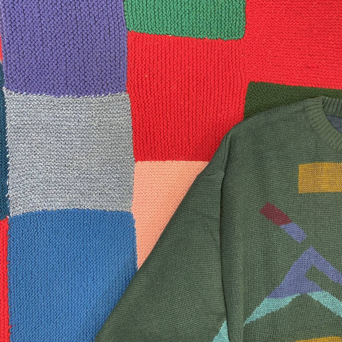 vintage euro wool Acryl design knit sweater ヨーロッパ古着 ビンテージ ニットセーター ウールセーター アクリルセーター 80s 90s_画像5