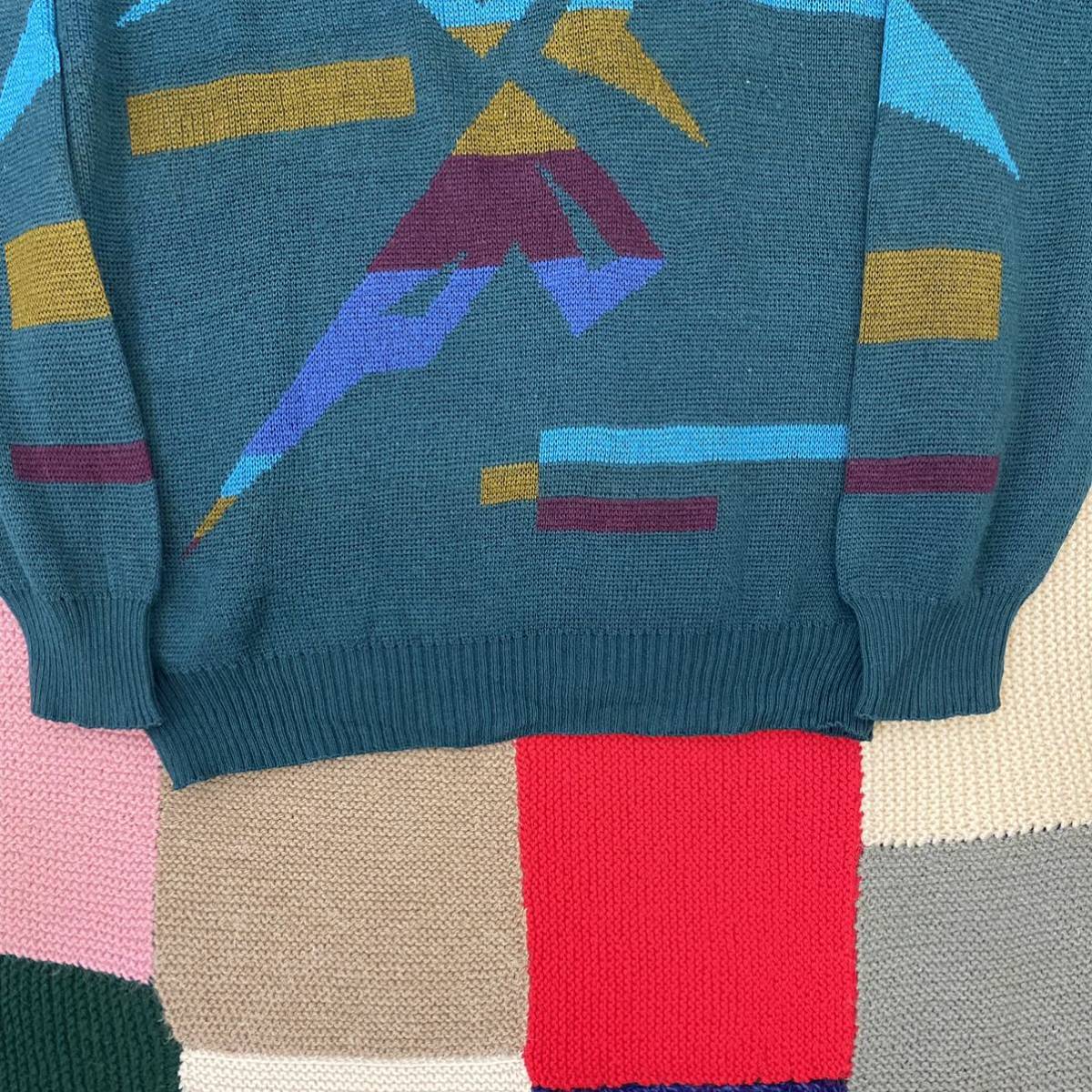 vintage euro wool Acryl design knit sweater ヨーロッパ古着 ビンテージ ニットセーター ウールセーター アクリルセーター 80s 90s_画像3