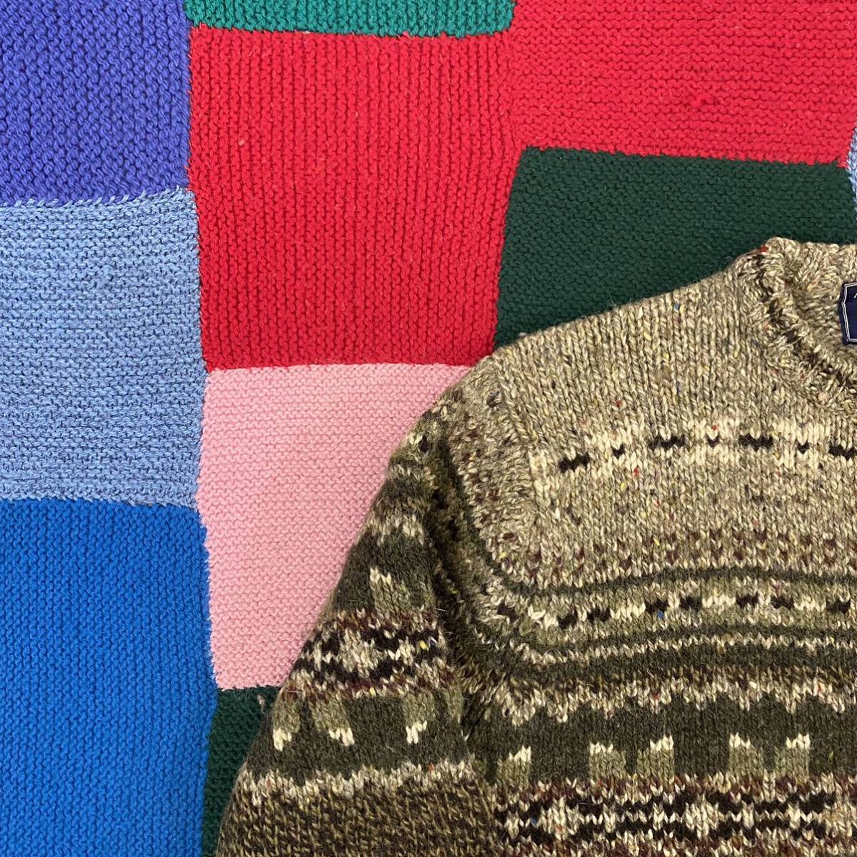 old American eagle heavy wool design knit sweater アメリカンイーグル ウールニット デザインセーター 90s 00s 柄ニット_画像5