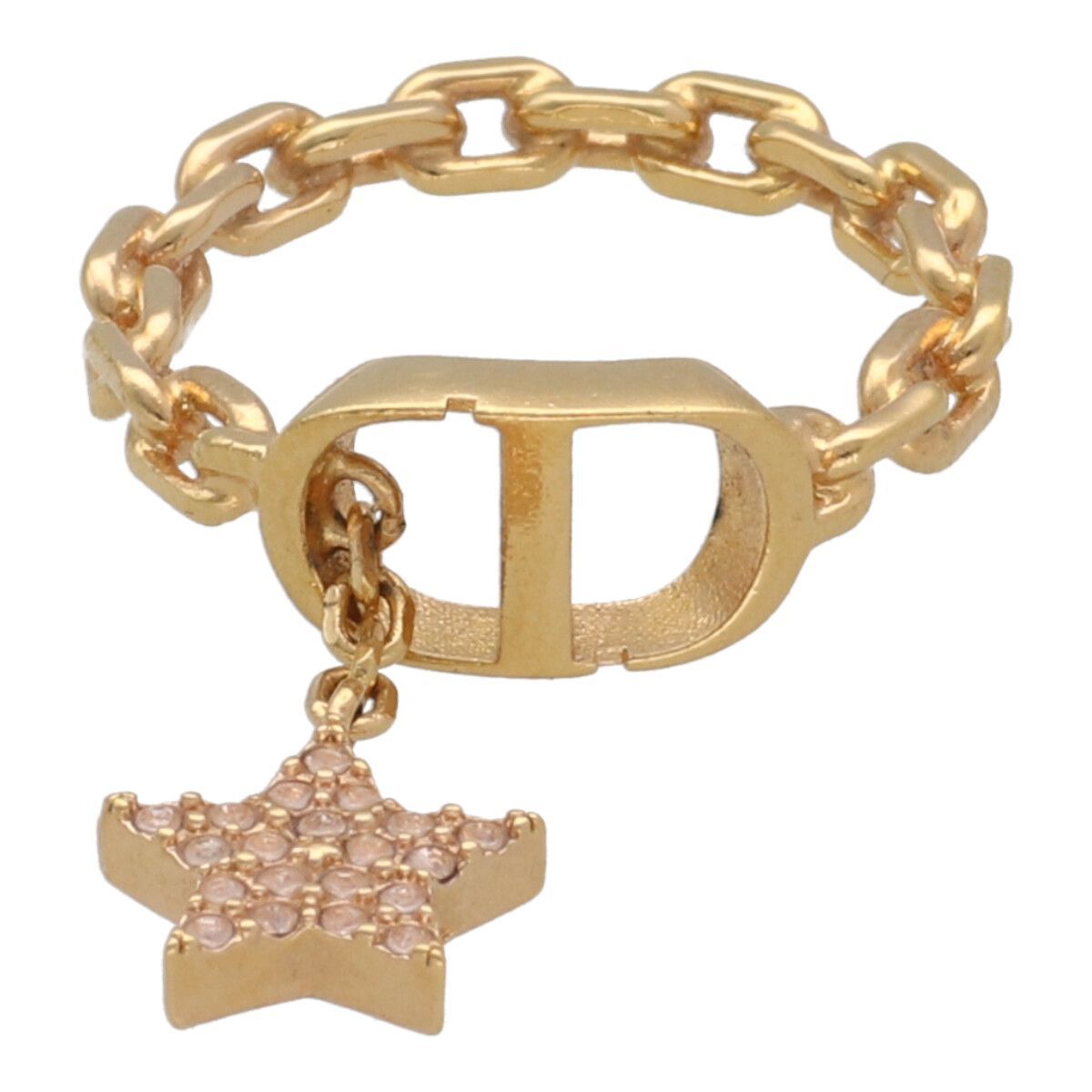 【中古】 Christian Dior クリスチャン・ディオール PETIT CD リング ゴールド スターチャーム 指輪 23032332DS