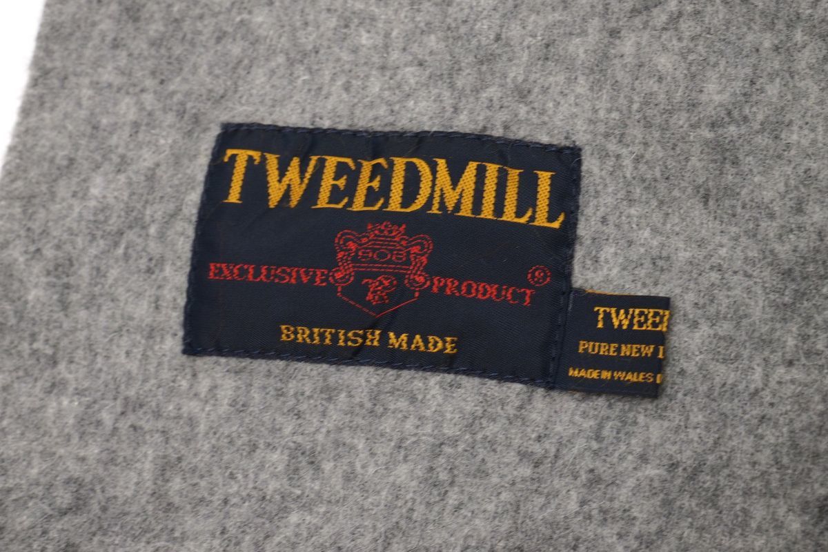 TF6281▽英国製*ツイードミル/TWEEDMILL*ラムウール*大判*ロングストール*マフラー*ショール*グレー系*男女兼用_画像5